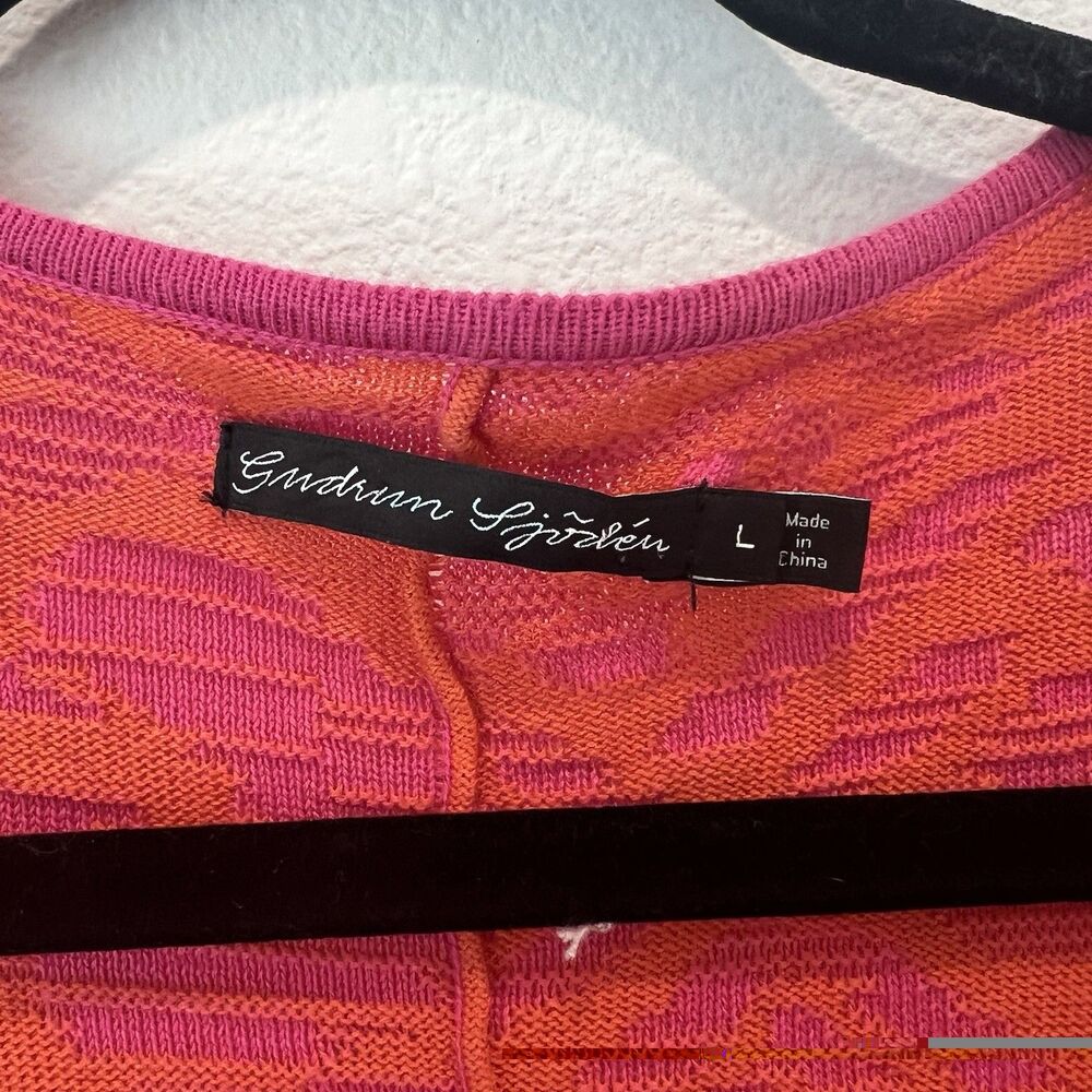 gudrun sjoden Wrap Blouse Cardigan Large Pink Asymmetrical Lagenlook Vibrant FF - Picture 2 of 9